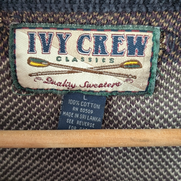 Vintage Abstract Geometric Multi-Patterned Crewneck Sweater In Black/Ivory/Plum - Picture 11 of 11